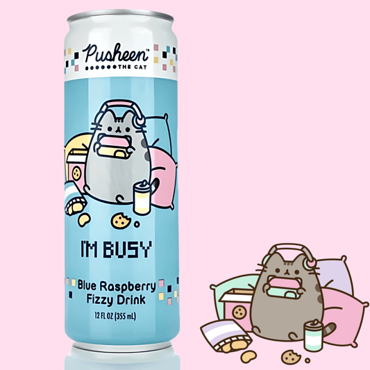 Pusheen I'm Busy Blue Raspberry fizzy Drink - OVERRATED