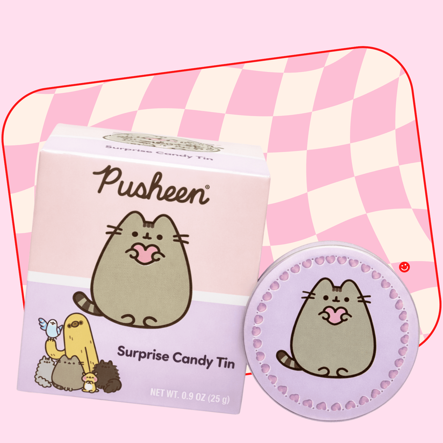 Pusheen candy tin kawaii collectible surprise assorted sweets front view - Overrated Korean Beauty & More