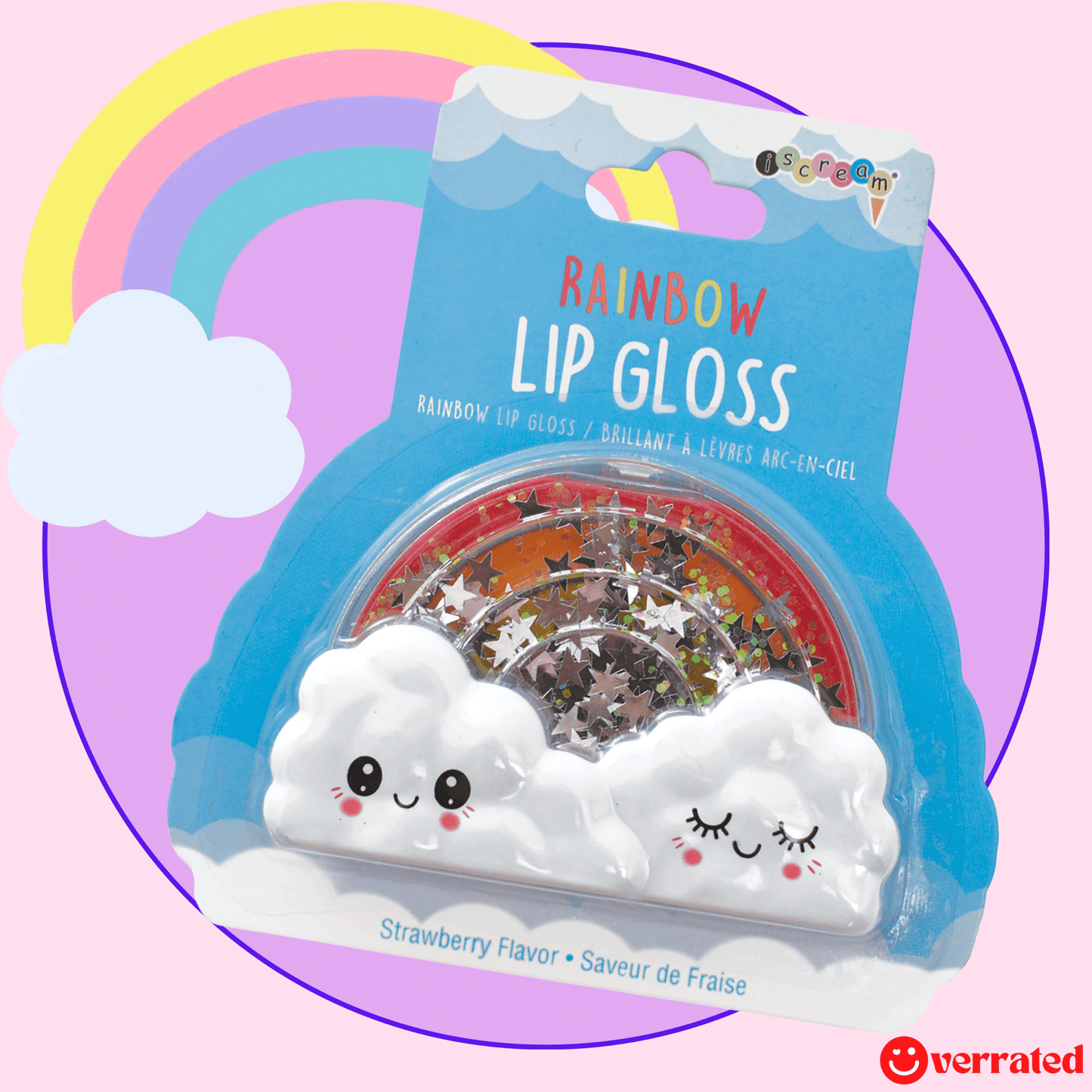 Kawaii lip gloss with cute rainbow design and glossy finish - Overrated Korean Beauty & More