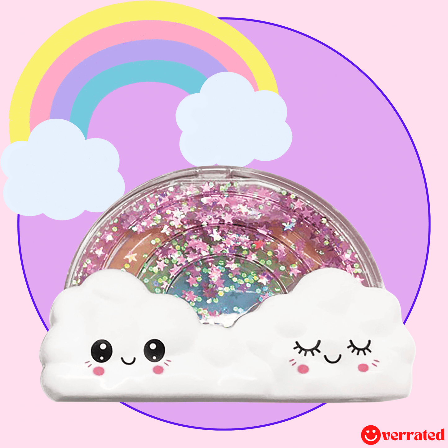 Kawaii lip gloss rainbow strawberry flavor front view - Overrated Korean Beauty & More