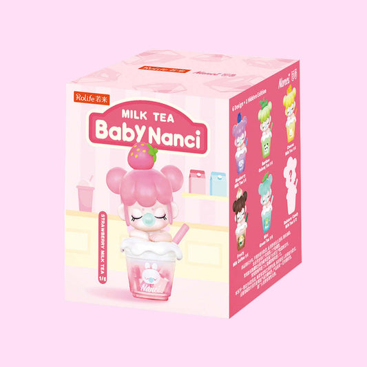 kawaii blind box Rolife BabyNanci Milk Tea Series box front view - Overrated Korean Beauty & More