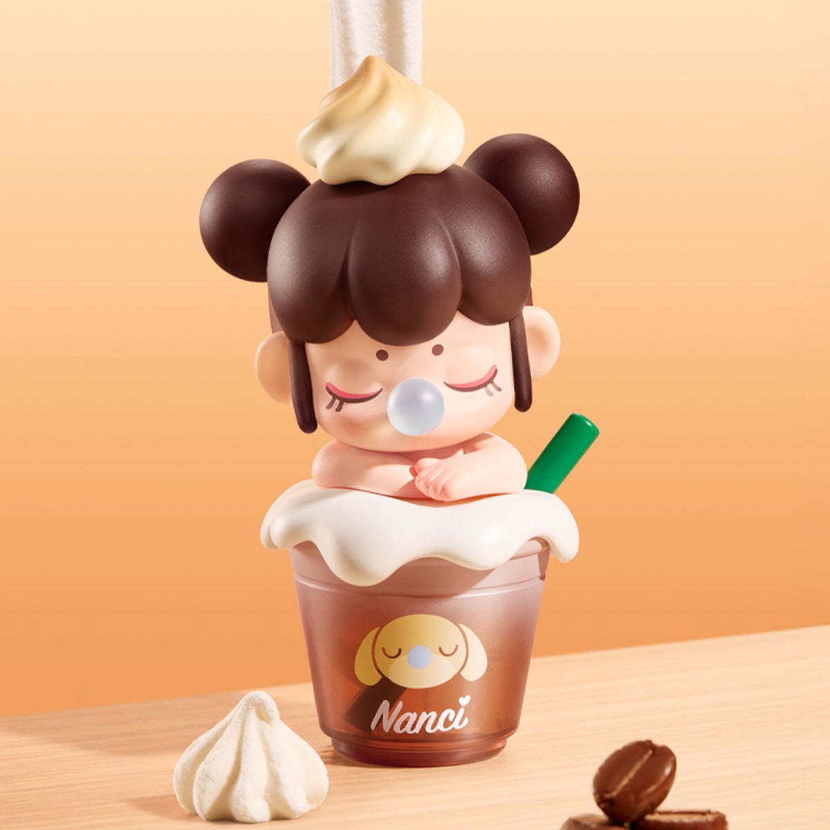 kawaii blind box Rolife BabyNanci Milk Tea figure close-up detail - Overrated Korean Beauty & More
