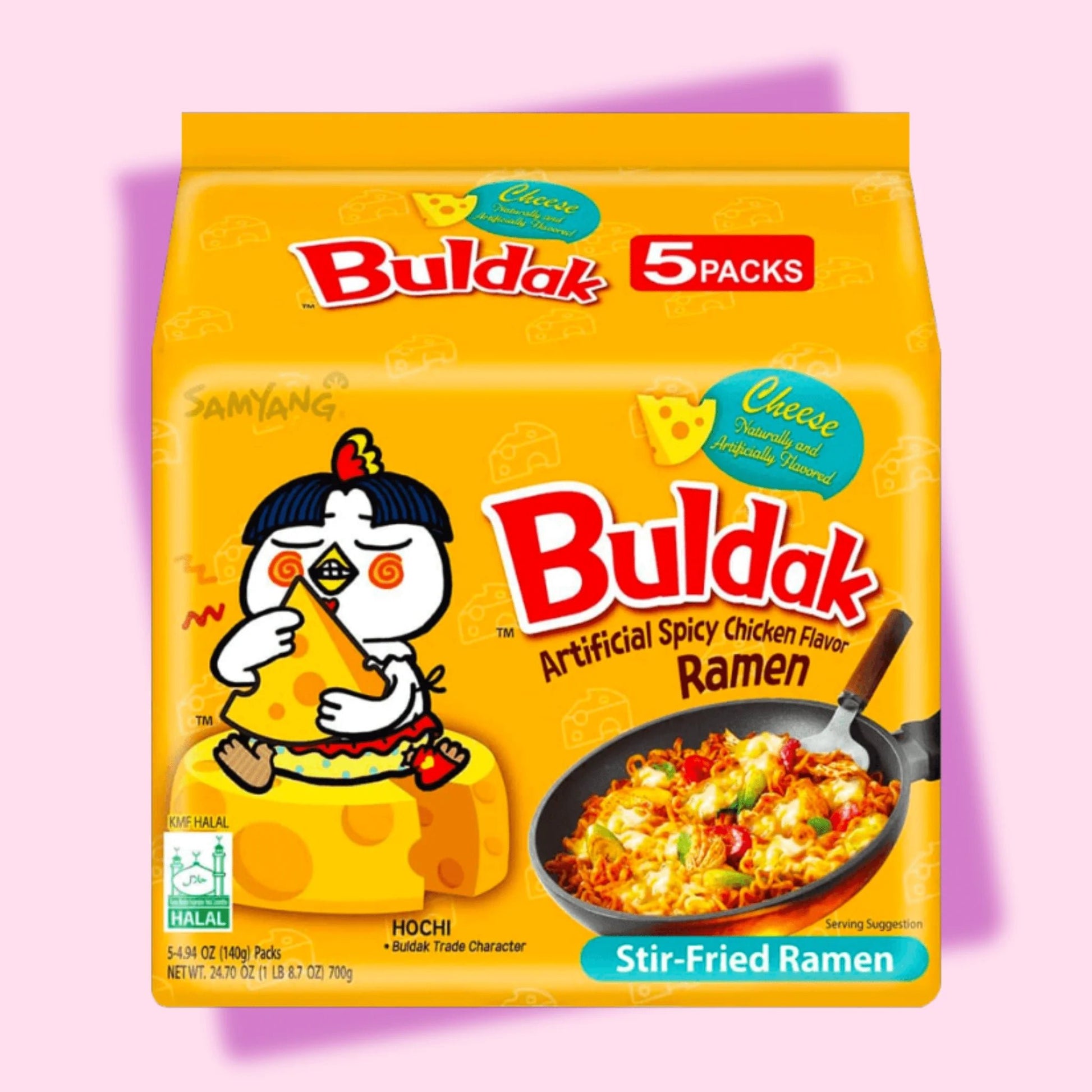 Samyang 5 Pack Buldak Hot Chicken Flavor With Cheese Flavor Ramen - OVERRATED