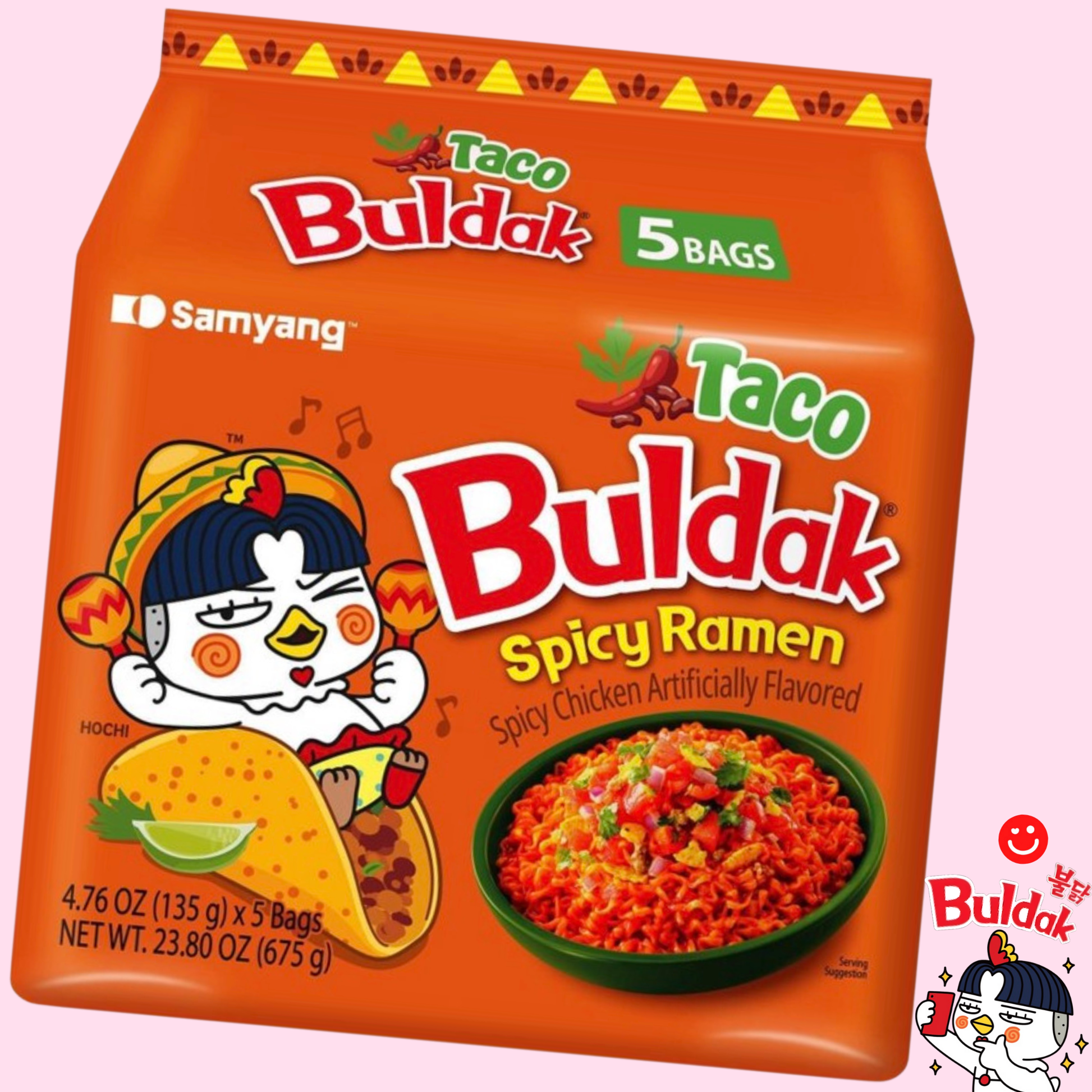 Samyang Buldak Taco Spicy Ramen Noodles 5 Pack - OVERRATED
