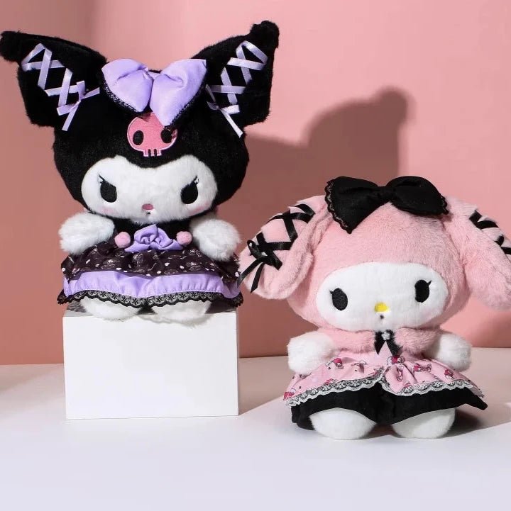 Sanrio Characters Kuromi Black Lolita Dress With Corset Ribbon Details Plushie - OVERRATED