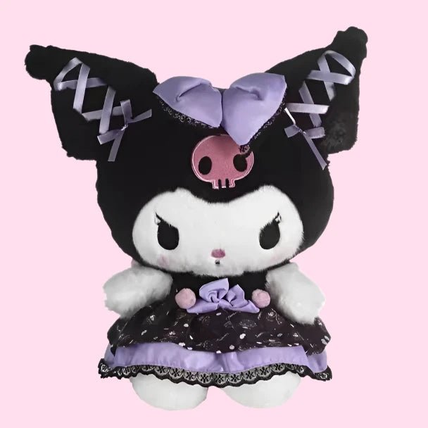 Sanrio Characters Kuromi Black Lolita Dress With Corset Ribbon Details Plushie - OVERRATED