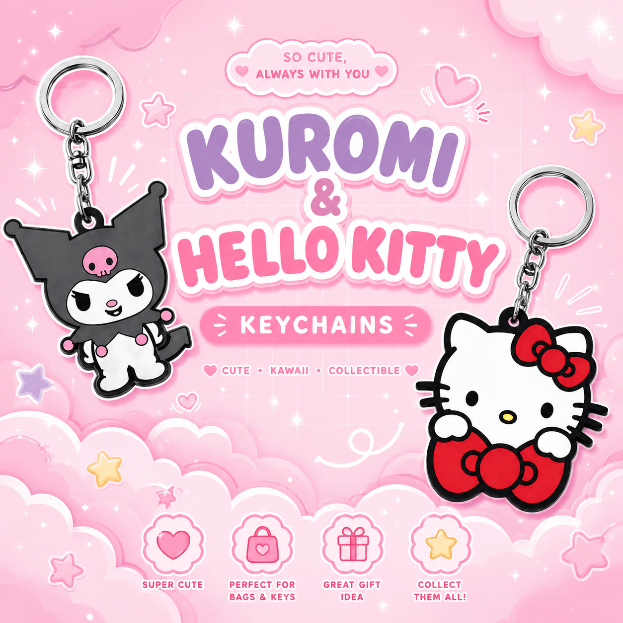 Sanrio Characters Laser Cut Rubber Keychain - OVERRATED
