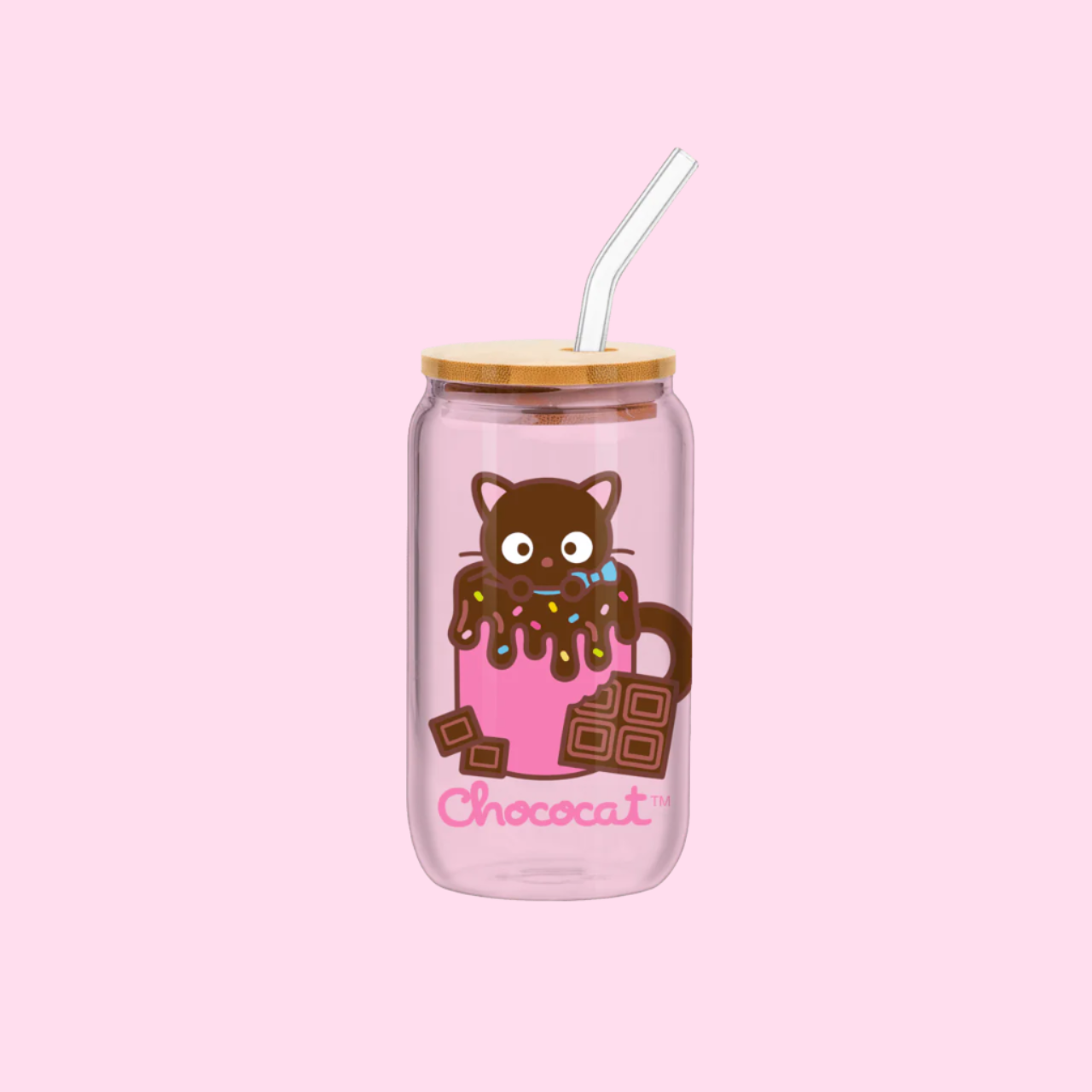 Sanrio Chococat Chocolate Sprinkle Heart 16oz Glass Tumbler - OVERRATED