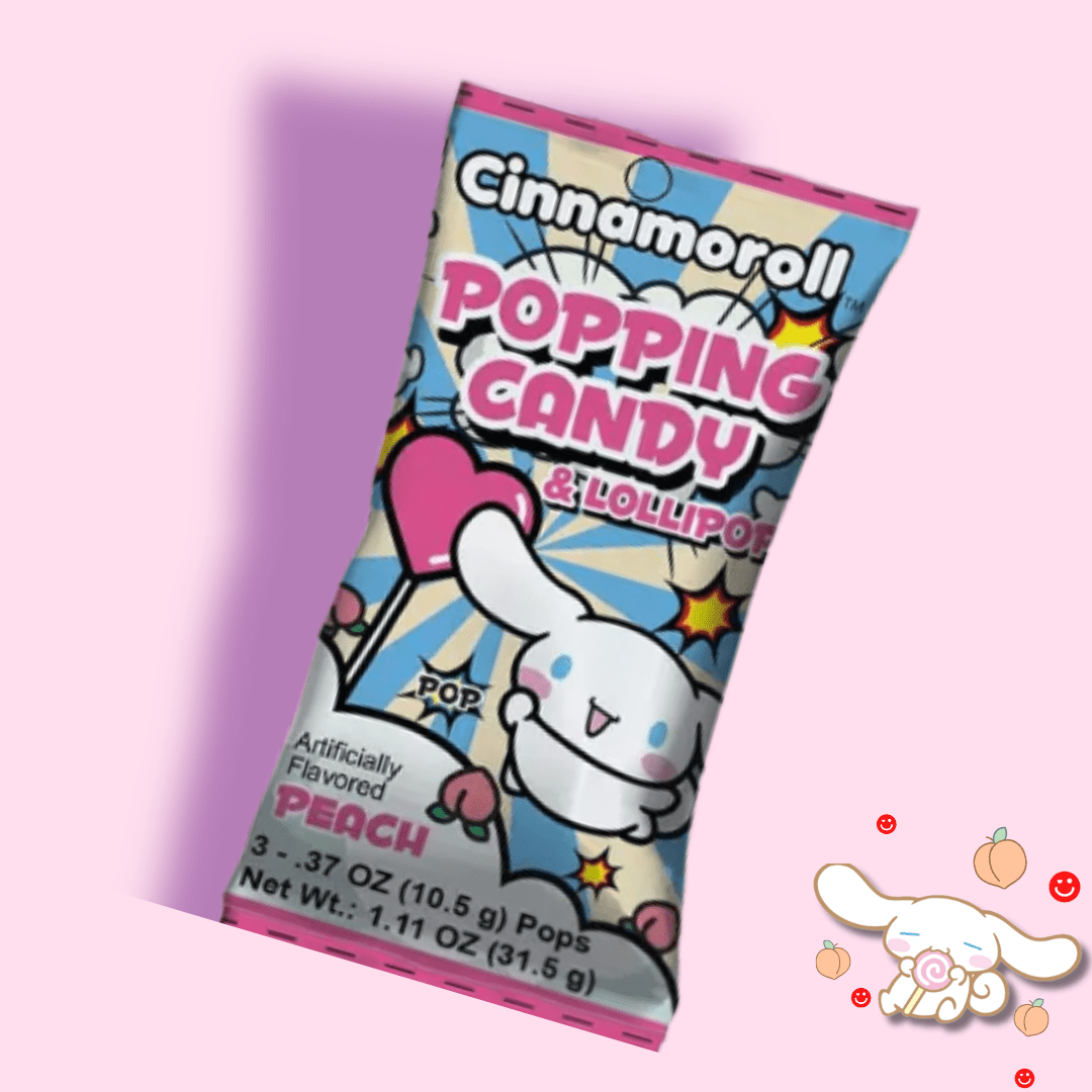 Sanrio Cinnamoroll Peach Popping Candy & Lollipop - OVERRATED