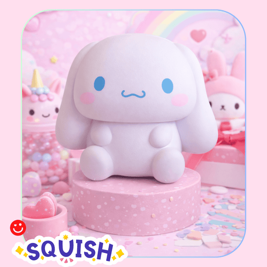 Cinnamoroll squishy toy Sanrio sitting pose front view - Overrated Korean Beauty & More