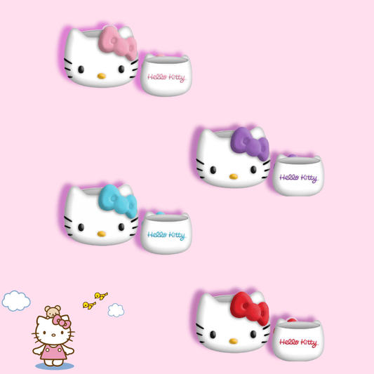 Sanrio Hello Kitty Face 4pc Sculpted Ceramic Mini Cup Set - OVERRATED
