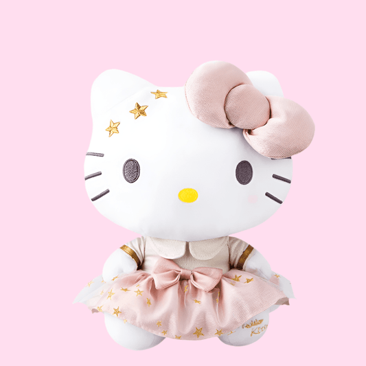 Sanrio Hello Kitty Kawaii Gold Star Dress Plushie - OVERRATED