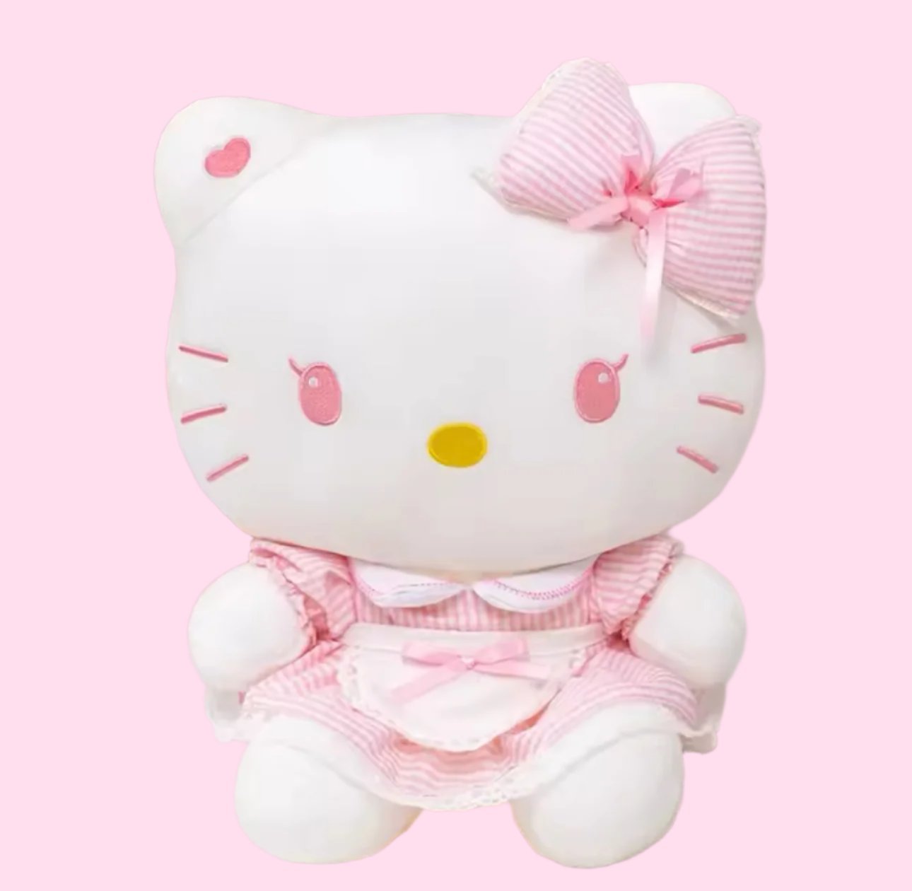 Sanrio Hello Kitty Kawaii Pastel Pink Gingham Dress 30 cm Plushie - OVERRATED