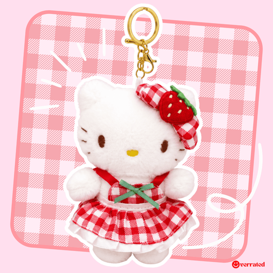 Sanrio Hello Kitty Strawberry Picnic Dress Plush Keychain - OVERRATED