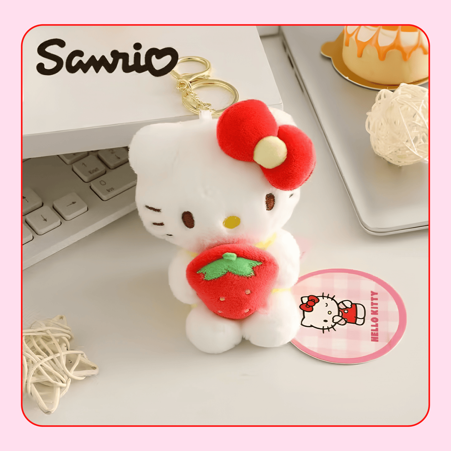 Sanrio Hello Kitty Strawberry Surprise Plush Keychain - OVERRATED