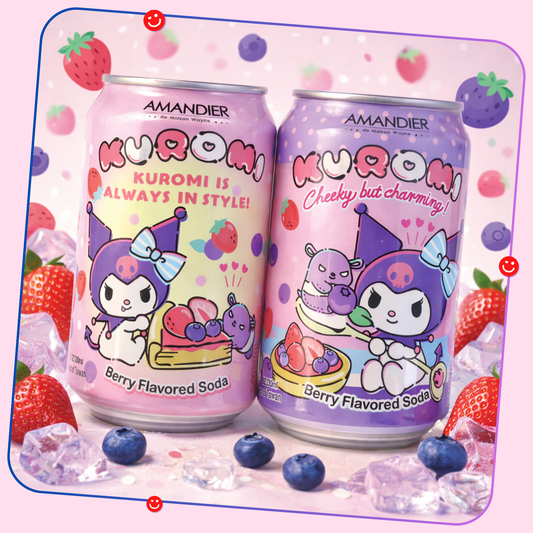 Kuromi berry soda Sanrio collectible drink can - Overrated Korean Beauty & More