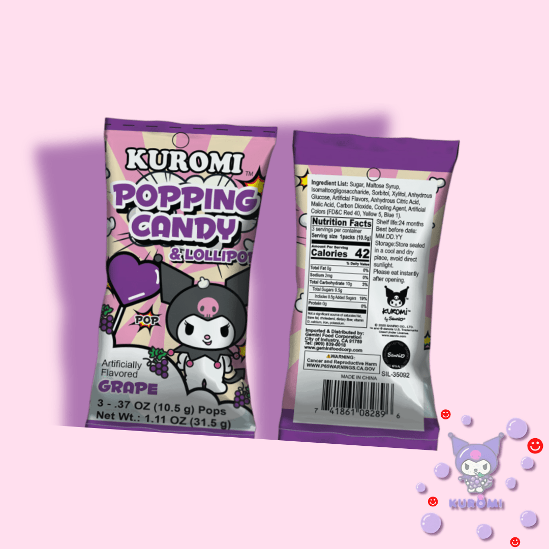 Sanrio Kuromi Grape Popping Candy & Lollipop - OVERRATED