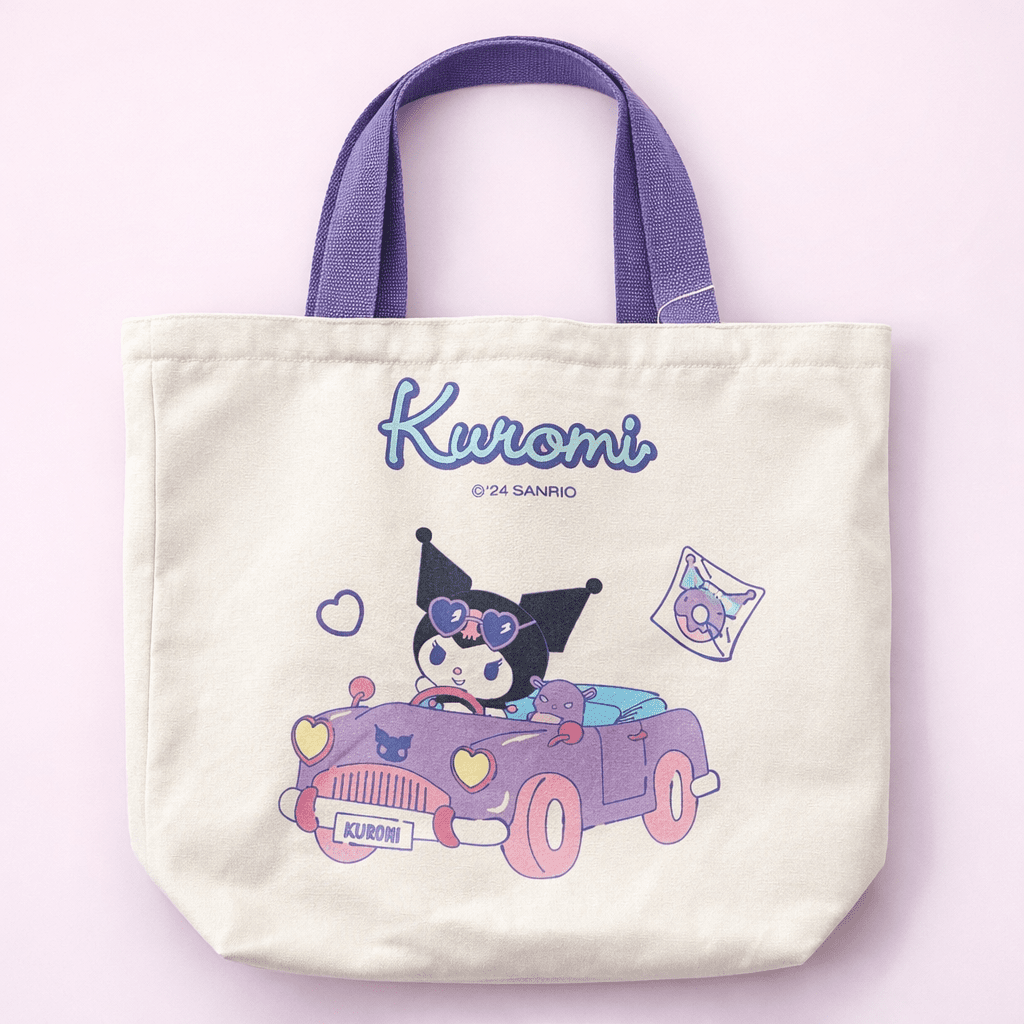 Sanrio Kuromi tote bag heavyweight canvas front view - Overrated Korean Beauty & More