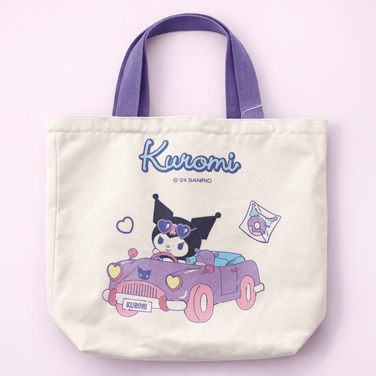 Sanrio Kuromi tote bag heavyweight canvas front view - Overrated Korean Beauty & More