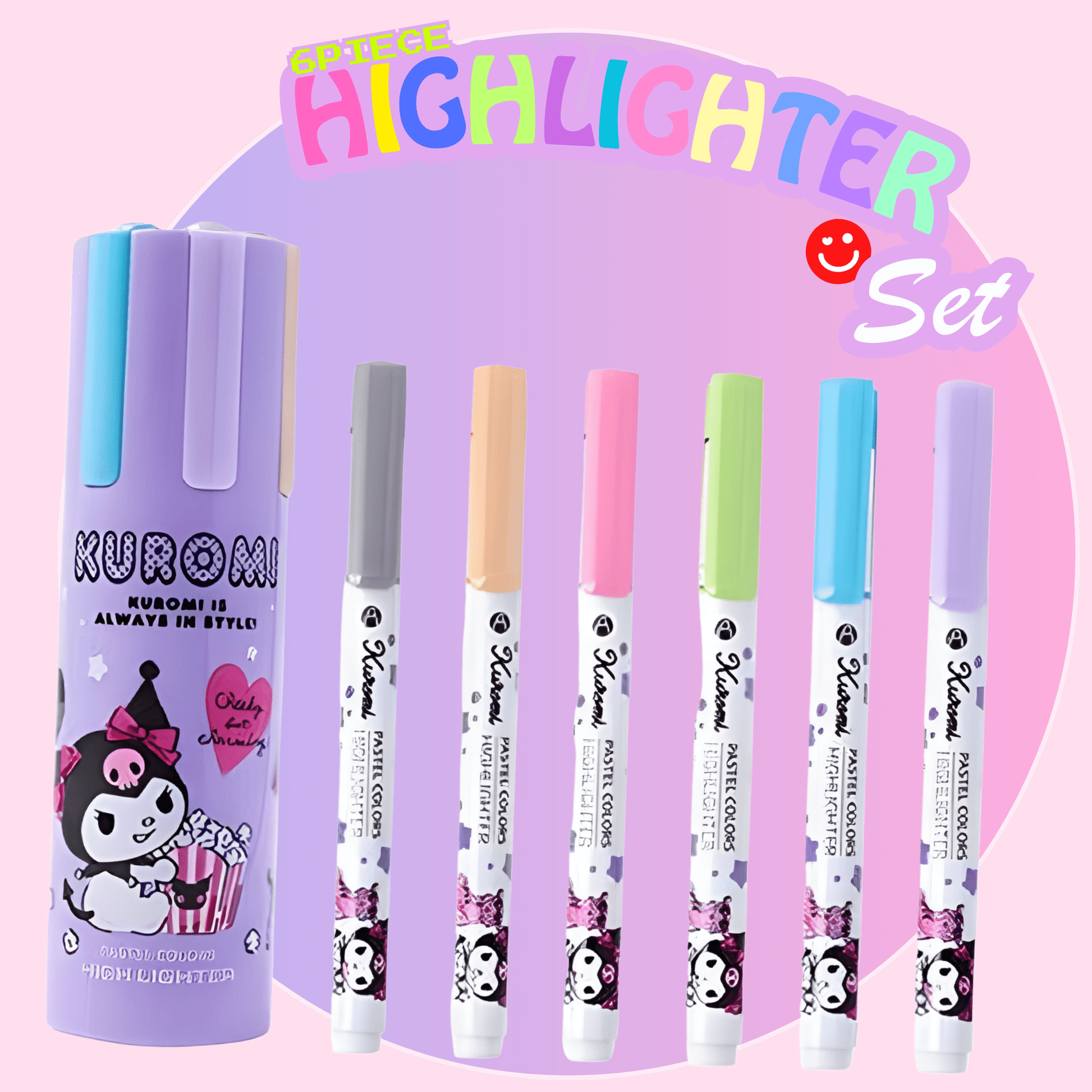 Sanrio Kuromi Pastel Dream 6 - Piece Highlighter Set - OVERRATED