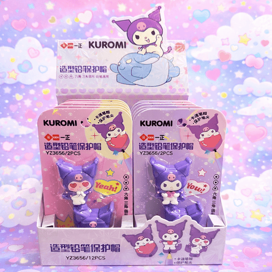 Kuromi pencil toppers Sanrio character cap set - Overrated Korean Beauty & More