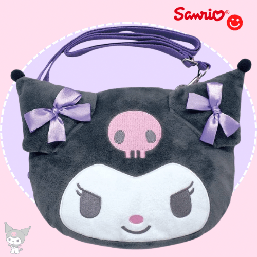 Sanrio Kuromi Plush Face Crossbody Bag - OVERRATED