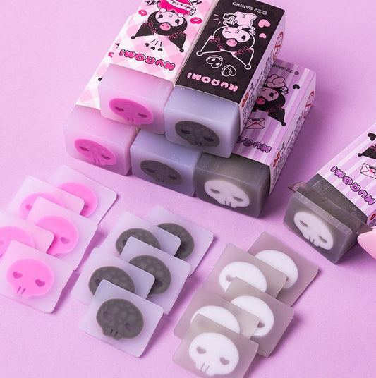 Kawaii eraser Sanrio Kuromi sandwich design front view - Overrated Korean Beauty & More