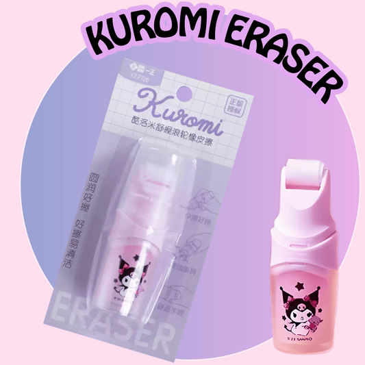 Kuromi eraser soft touch Sanrio purple black kawaii stationery - Overrated Korean Beauty & More