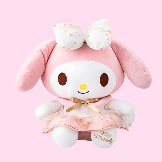 Sanrio My Melody Kawaii Gold Star Dress Plushie - OVERRATED