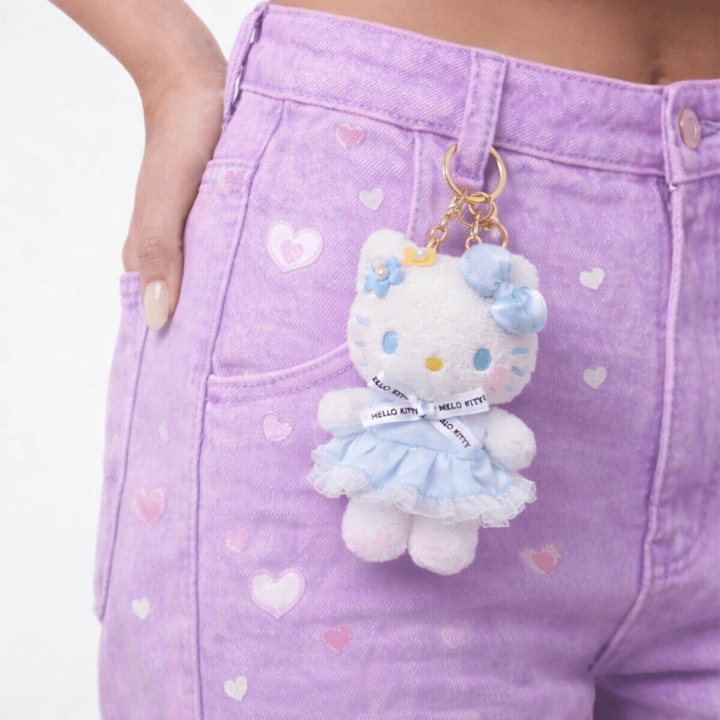 Sanrio plush keychain Hello Kitty kawaii bag charm close up - Overrated Korean Beauty & More