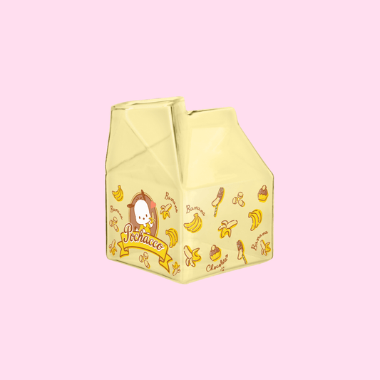 Sanrio Pochacco Banana Pastries 11.9oz Glass Milk Cup - Boxed - OVERRATED