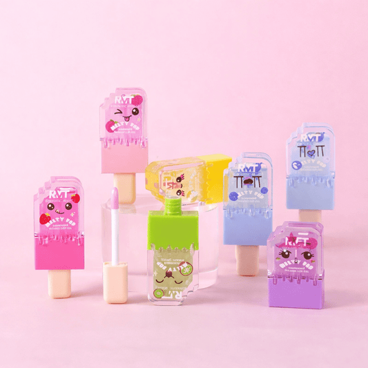 Kawaii lip gloss shimmer ice cream pop popsicle lip oil set - Overrated Korean Beauty & More