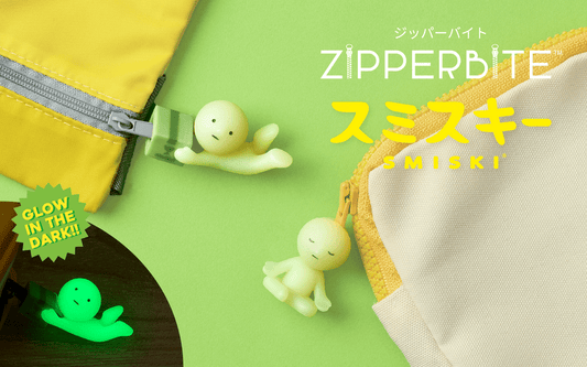 Smiski glow in the dark figure ZipperBite charm packaging front view - Overrated Korean Beauty & More