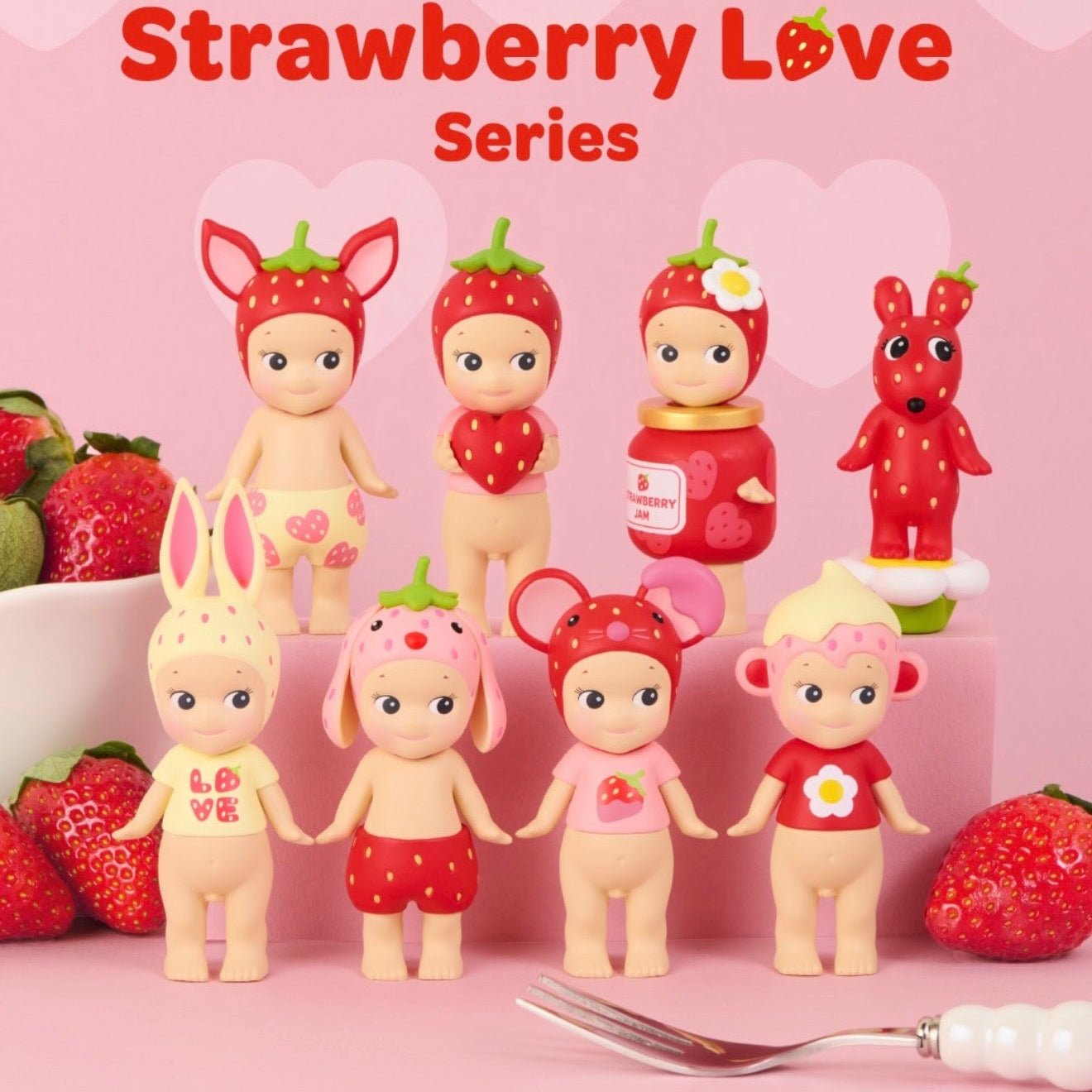 Sonny Angel Strawberry Love Series full lineup all 6 figures - Overrated Korean Beauty