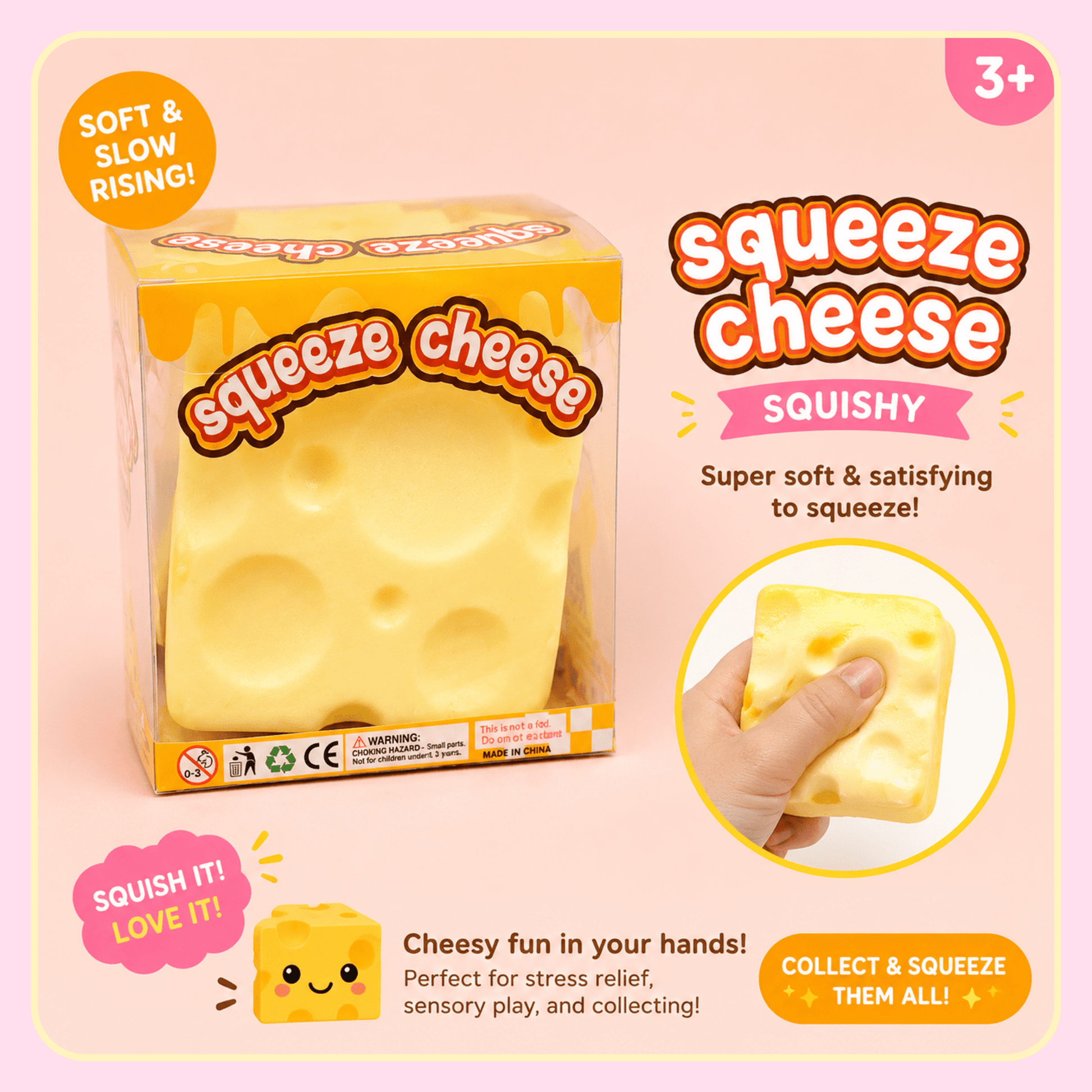 🧀 Squeeze Cheese Cube Squishy Toy - OVERRATED