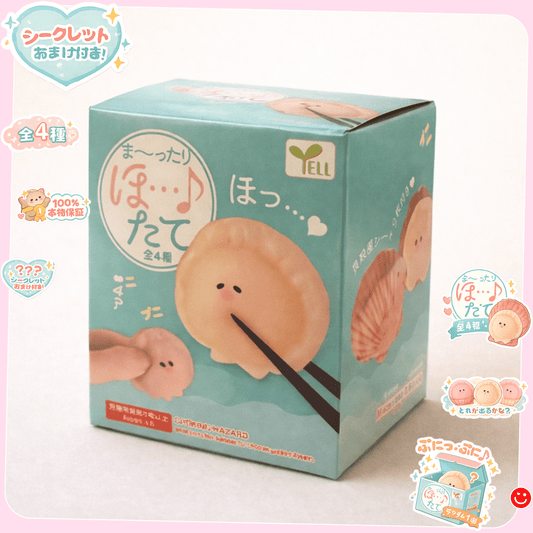 Squishy blind box YELL Relaxing Scallop sealed package front - Overrated Korean Beauty & More