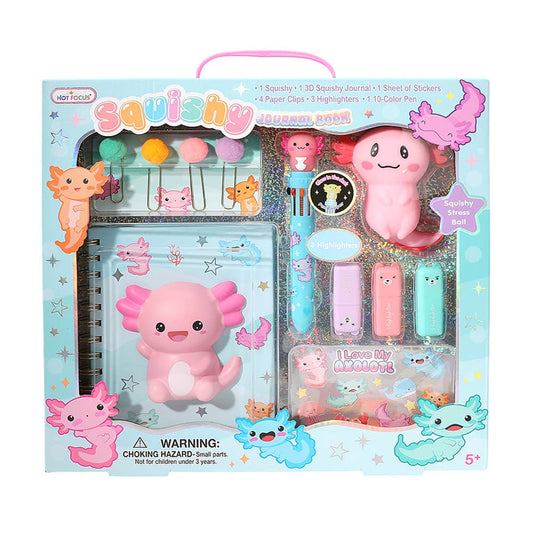 Squishy Journal Book Critters boxed set with pink axolotl journal, squishy, pen and highlighters - OVERRATED