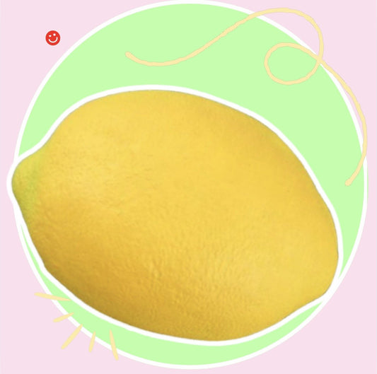 Lemon squishy stress toy yellow citrus kawaii front view - Overrated Korean Beauty & More