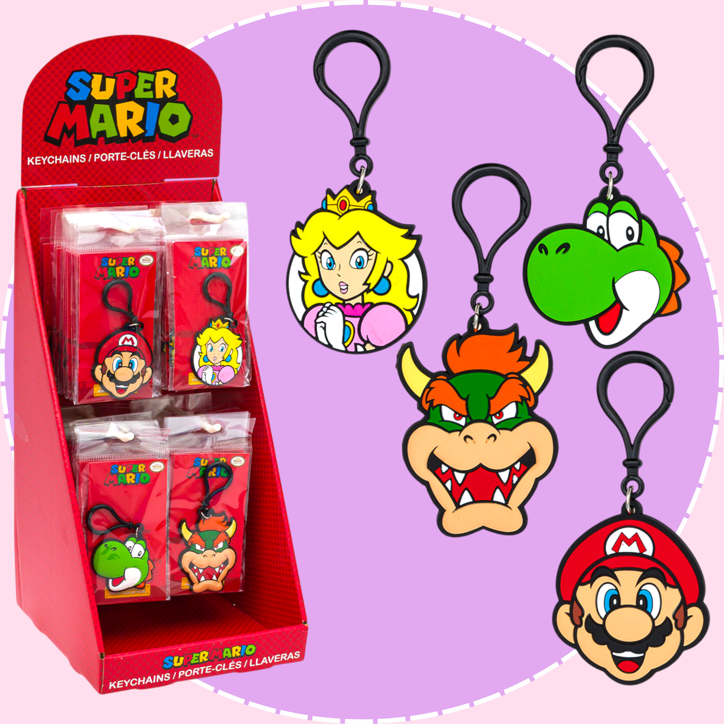 Super Mario keychain display Mario character keychain set - Overrated Korean Beauty & More