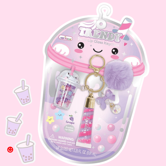 Trendy Lip Gloss with Boba Keychain Set - OVERRATED