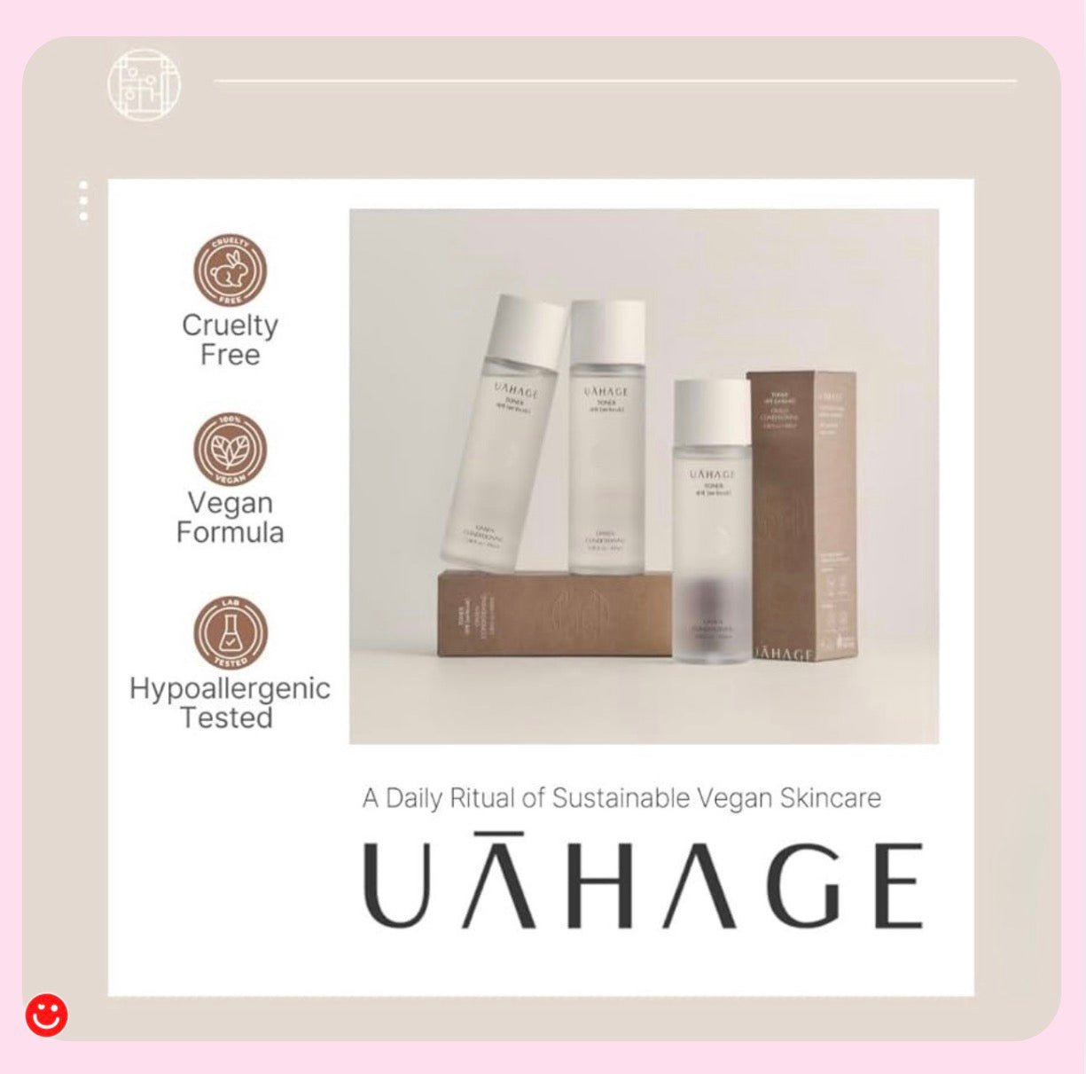Korean toner skincare UAHAGE brand logo on toner bottle - Overrated Korean Beauty & More