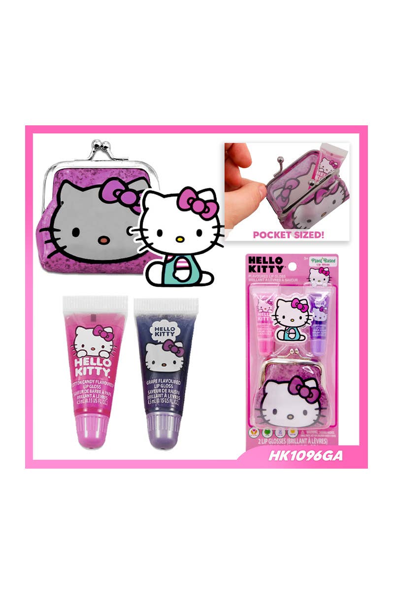 UPD HK1096GA Hello Kitty 2pc Lip Gloss & Coin Purse - 12pcs - OVERRATED