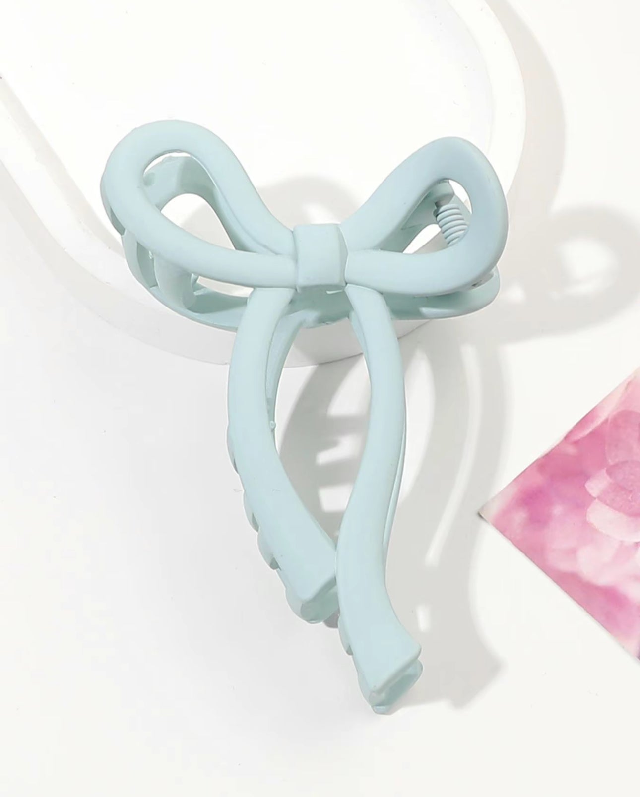 Wavy Ribbon Bow Matte Pastel Y2K Hair Claw - OVERRATED