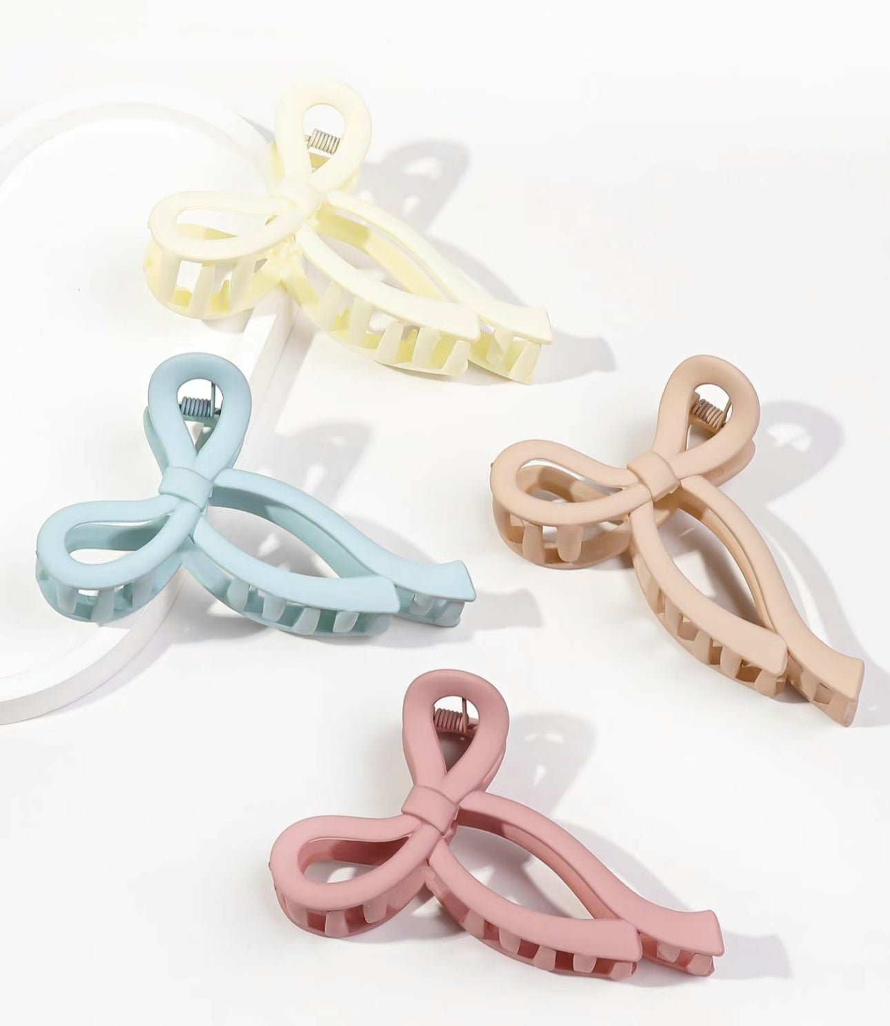 Wavy Ribbon Bow Matte Pastel Y2K Hair Claw - OVERRATED