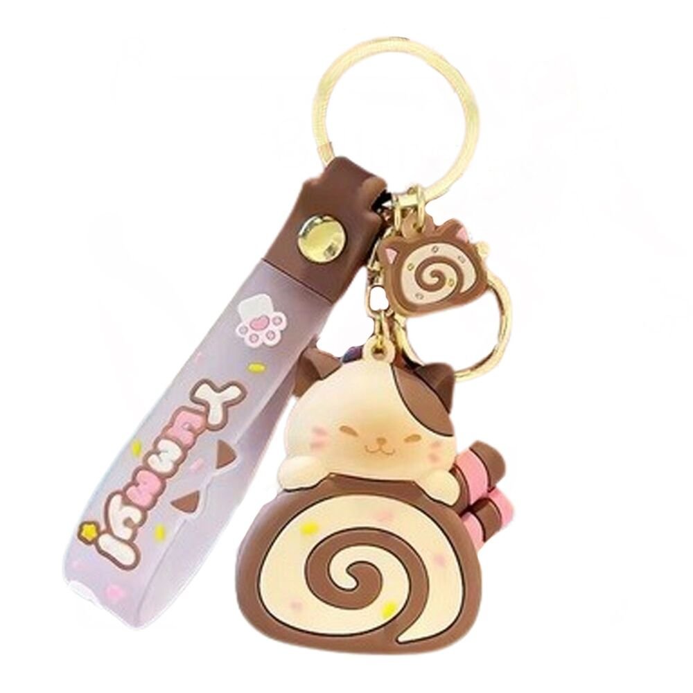 Yummy! Kawaii Kitty Swiss - roll Keychain - OVERRATED