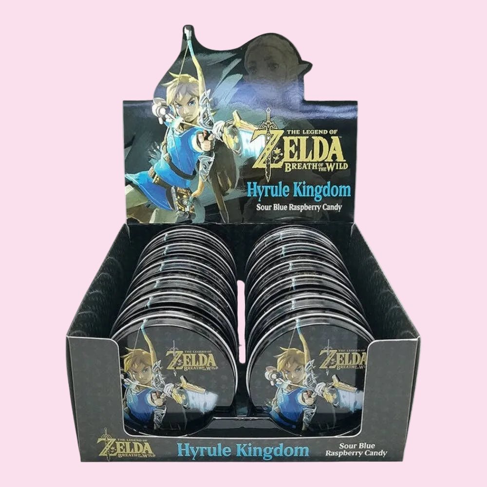 Legend of Zelda candy Hyrule Kingdom tin sour blue raspberry - Overrated Korean Beauty & More