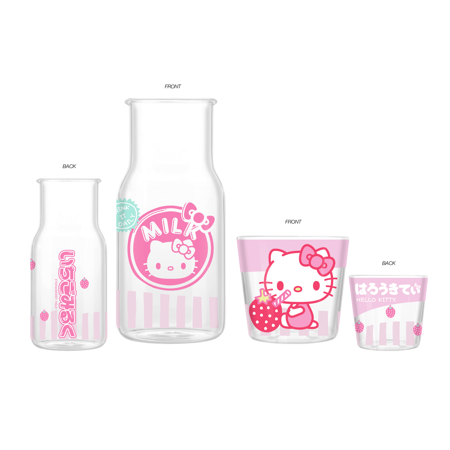 Hello Kitty Tokyo 18oz. Kawaii Glass Water Pitcher with Cup