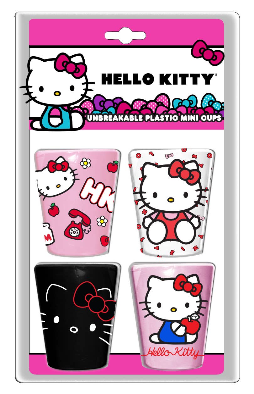 Hello Kitty Patches 4pc 1.5oz Plastic Mini Cup Set