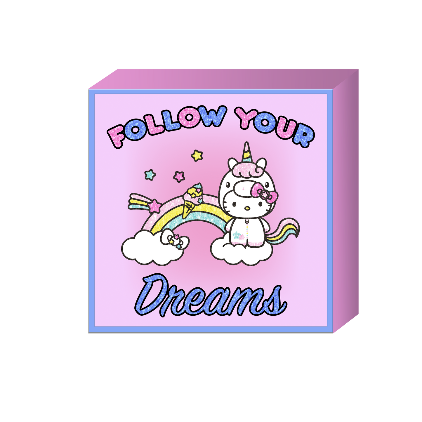 Hello Kitty Follow Your Dreams Glitter Box Wall Sign