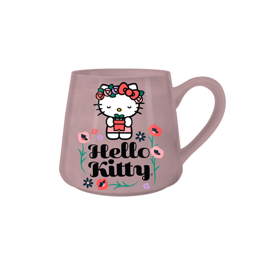 Hello Kitty Flower Badge 14oz Tapered Pottery Mug